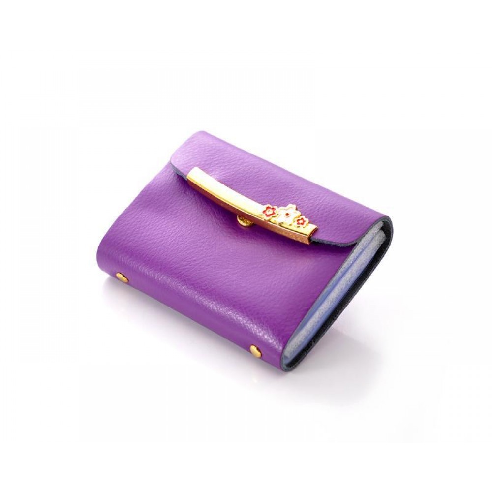 Retro Leather Business Card Case - Purple