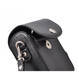 Simple PU Leather Shoulder Bag for Mirrorless Camera - Black